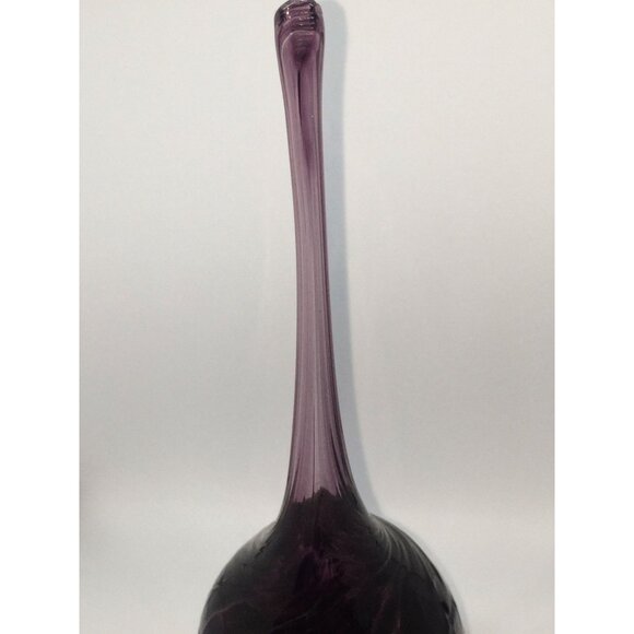 Vtg 1990's Hand Blown Amethyst Studio Art Glass Bulbous Vase Honey Comb Pattern - Picture 4 of 9